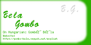 bela gombo business card
